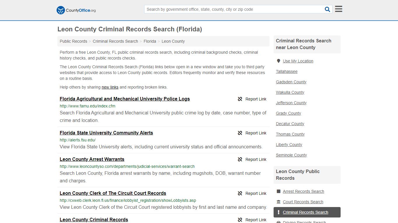 Criminal Records Search - Leon County, FL (Arrests, Jails & Most Wanted ...